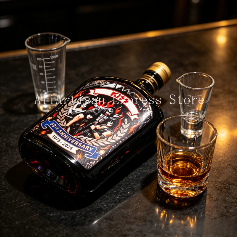 Vintage Collectible Liquor Bottles - ขวดวิสกี้ที่ได้แรงบันดาลใจจากเพลงร็อก, ขวดเหล้าสะสมสไตล์วินเทจ, ของขวัญสำหรับห้องพักผ่อนของผู้ชายและแฟนเพลง