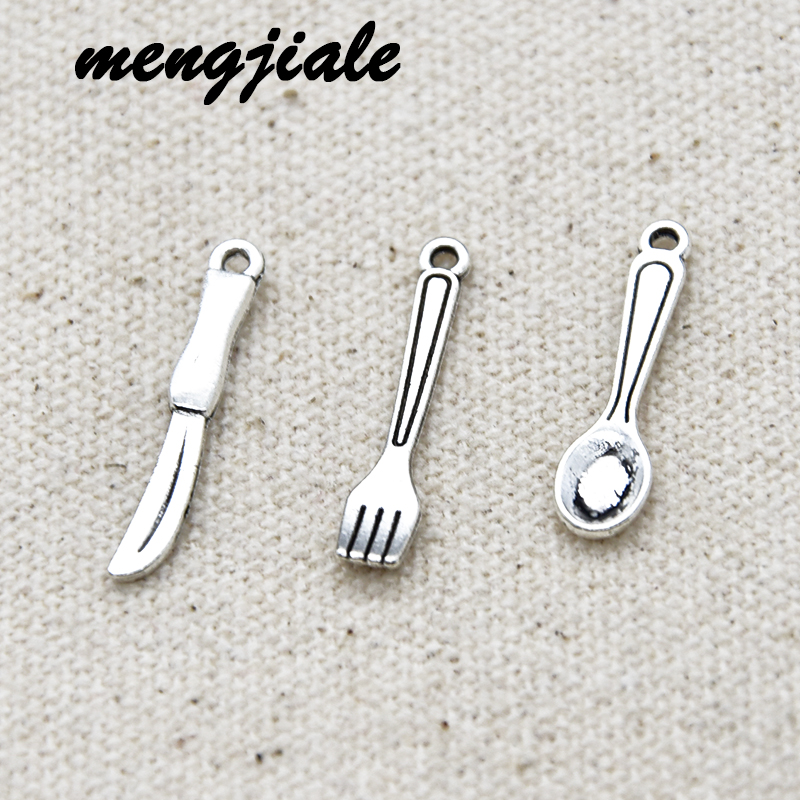 Vintage Collectible Spoons - 30Pcsโบราณเงินช้อนส้อมคอลเลกชันจี้ช้อนส้อมมีดCharmsสำหรับเครื่องประดับทำอุปกรณ์
