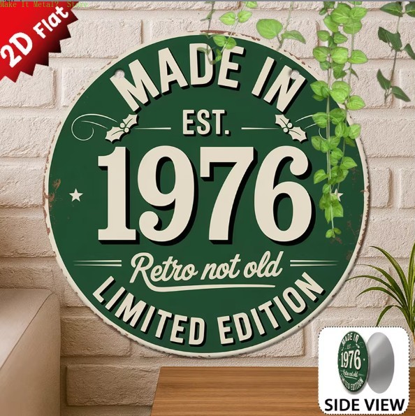 Vintage Collectible Plates - ป้ายโลหะทรงกลมแบน 2 มิติ สไตล์เรโทร ผลิตปี 1976