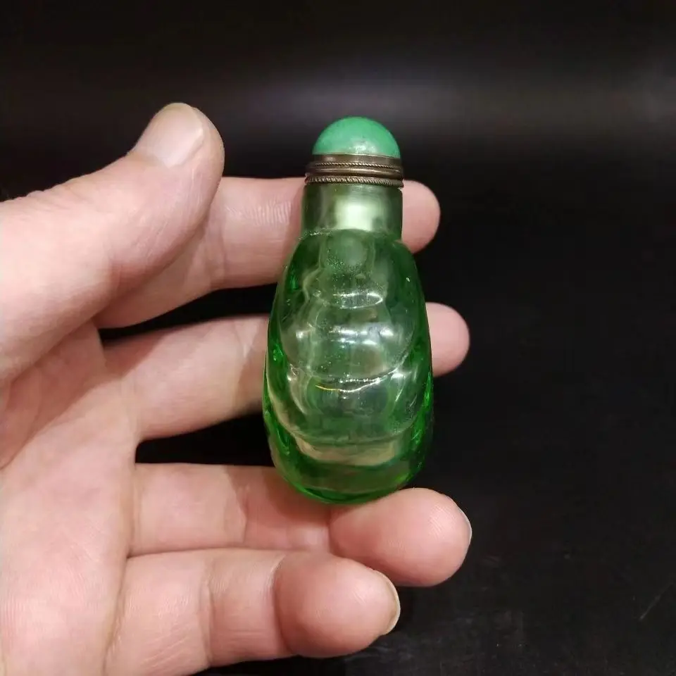 ขวดใส่ผงยาสูบแก้วใสสีเขียวโบรา - Vintage Collectible Bottles บทวิจารณ์และราคา